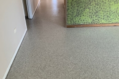 Decorative flake floor finish - After floor tile removal